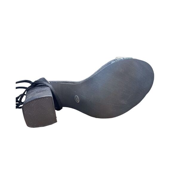 HTTEM chegong Women's Gladiator Ankle Strap Lace Up Open Toe Clear Chunky High H - Picture 6 of 7